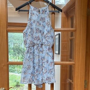 Lush Floral Halter Neck Shorts Romper Large